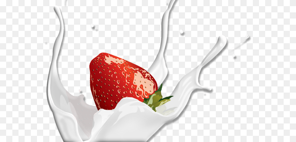 Water Splash Strawberry Champagne Amp Strawberries, Berry, Produce, Plant, Milk Free Png Download