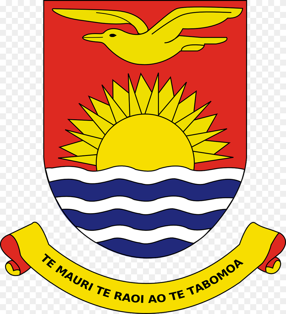 Water Sun Ribbon Bird Flying Coat Arms Kiribati Kiribati Coat Of Arms, Emblem, Symbol, Logo, Badge Free Png Download