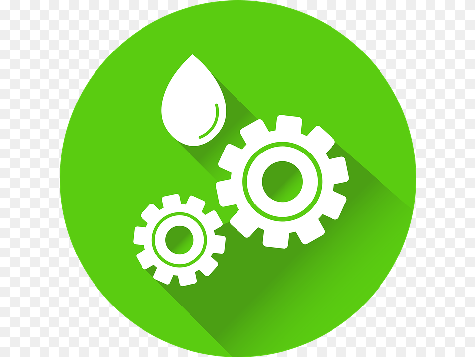 Water Technology Future Symbol Icon Dot, Machine, Gear, Disk, Green Free Png