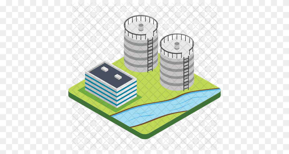 Water Tower Icon Of Isometric Style Diagram, Paper, Architecture, Building, Factory Png Image