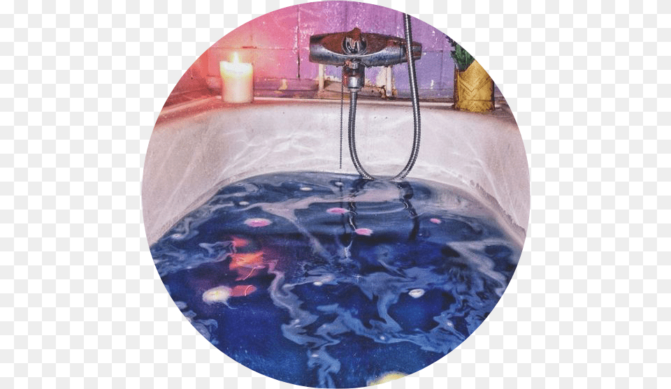 Water Tub Blueaesthetic Aesthetic Aestheticcircle Aesthetic Lush Bath Bomb, Bathing, Hot Tub, Candle, Bathtub Png Image