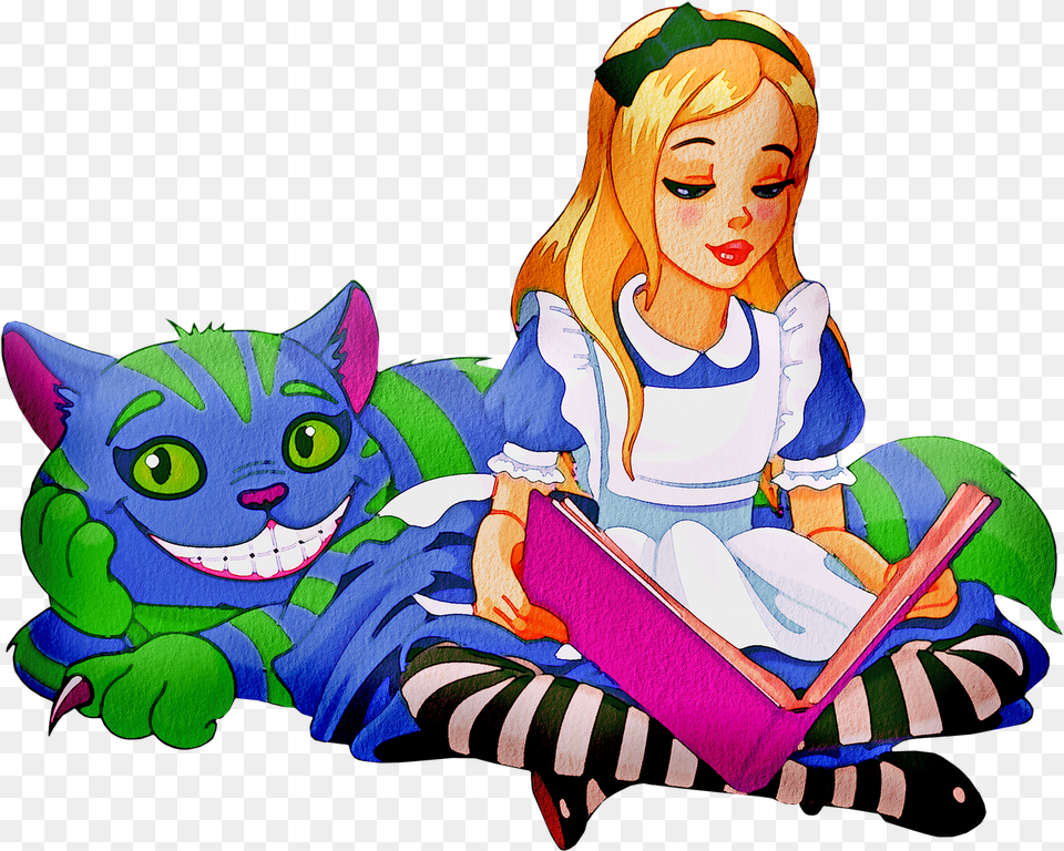 Watercolor Alice In Wonderland Image On Pixabay Alice In The Wonderland, Reading, Publication, Person, Book Png