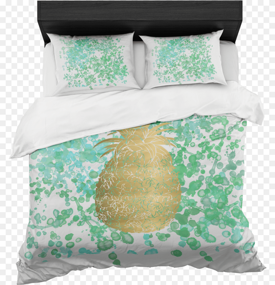 Watercolor And Gold Pineapple Duvet Bed In A Box With Pink Pineapple Bedding, Cushion, Home Decor, Pillow, Diaper Png
