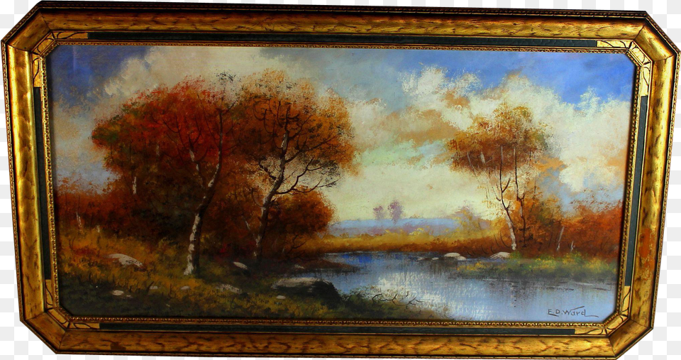 Watercolor And Gouache Of A Autumn Landscape Signed Watercolor Painting, Gray Free Transparent Png