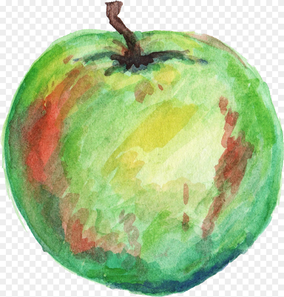 Watercolor Apple Transparent Watercolour Apple, Food, Fruit, Produce, Plant Png