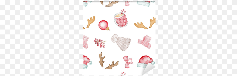 Watercolor Background Pattern With Hat Mug Ball Watercolor Painting, Cup, People, Person Free Png Download