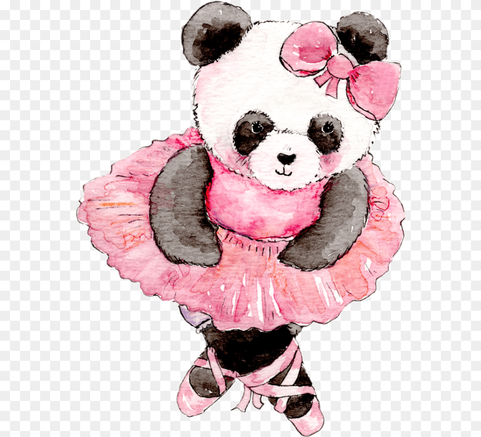 Watercolor Ballerina Panda Pink Animal Babyanimals Animal Ballet, Teddy Bear, Toy Png Image