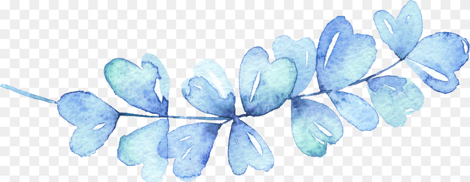 Watercolor Blue Leaf, Ice, Nature, Outdoors, Weather Free Png