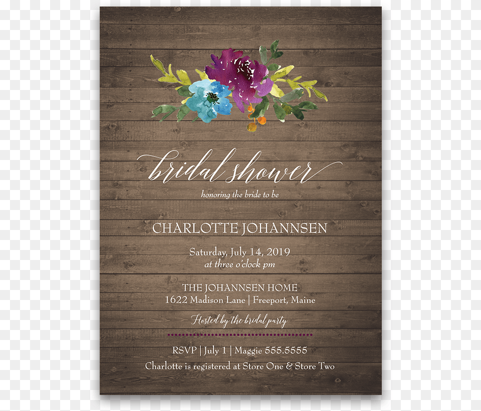 Watercolor Bohemian Floral Bridal Shower Invitation Bridal Shower, Advertisement, Envelope, Greeting Card, Mail Free Transparent Png