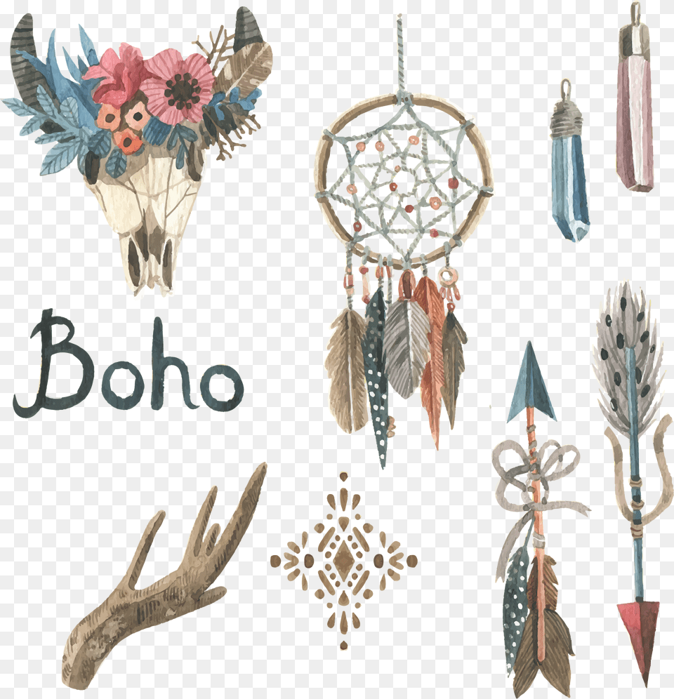 Watercolor Boho Vector Shapes, Antler, Art, Person, Handicraft Free Png Download
