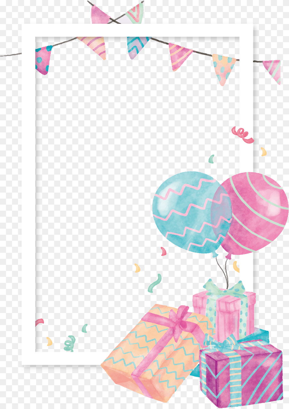 Watercolor Box Balloon Border Gift Frame Hq May God Shower His Blessings On You, People, Person, Paper Free Png Download