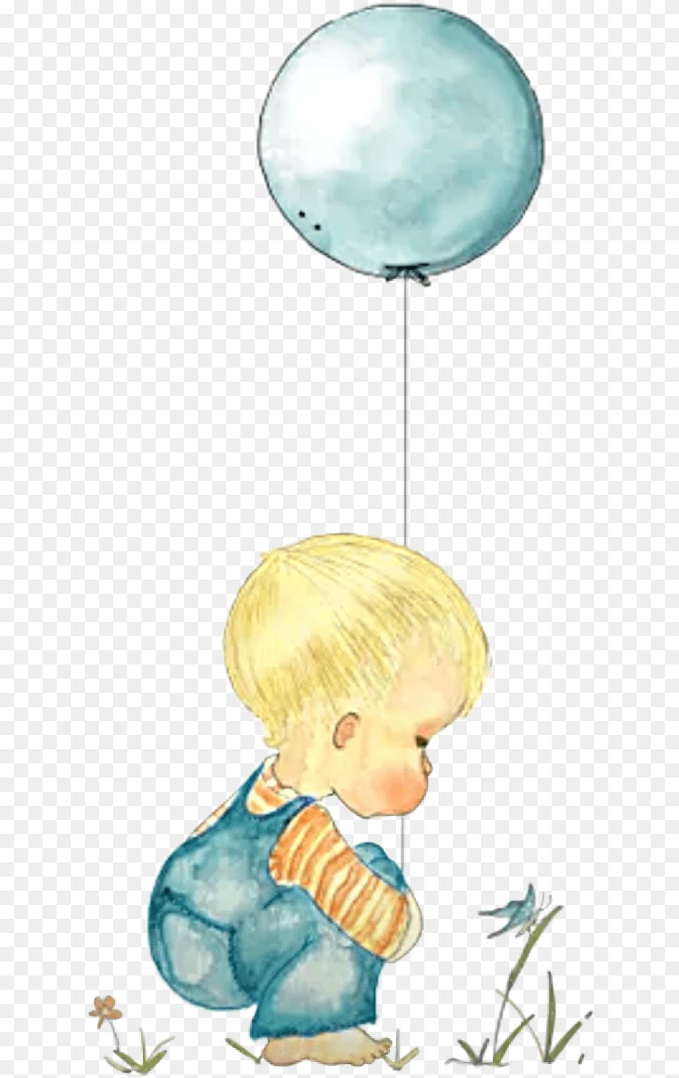 Watercolor Boy Baby Balloon Sticker By Stephanie Illustration, Person, Art, Face, Head Free Png