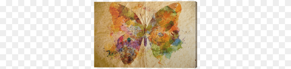 Watercolor Butterfly Old Paper Background Canvas Print Borboleta Psicologia, Art, Modern Art, Collage Png