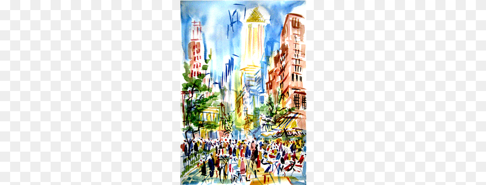 Watercolor By Philadelphia Artist Joe Barker Barkerartgalleries Skyscraper, Art, Painting, City, Road Png Image