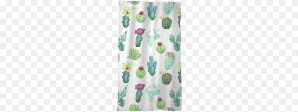 Watercolor Cactus Seamless Pattern Barbary Fig, Curtain, Shower Curtain Png Image