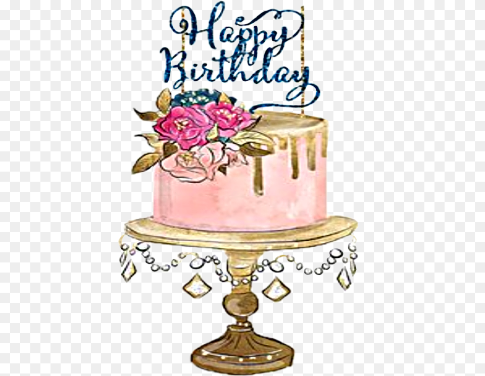 Watercolor Cake Birthday Happybirthday Cake, Birthday Cake, Cream, Dessert, Food Png Image