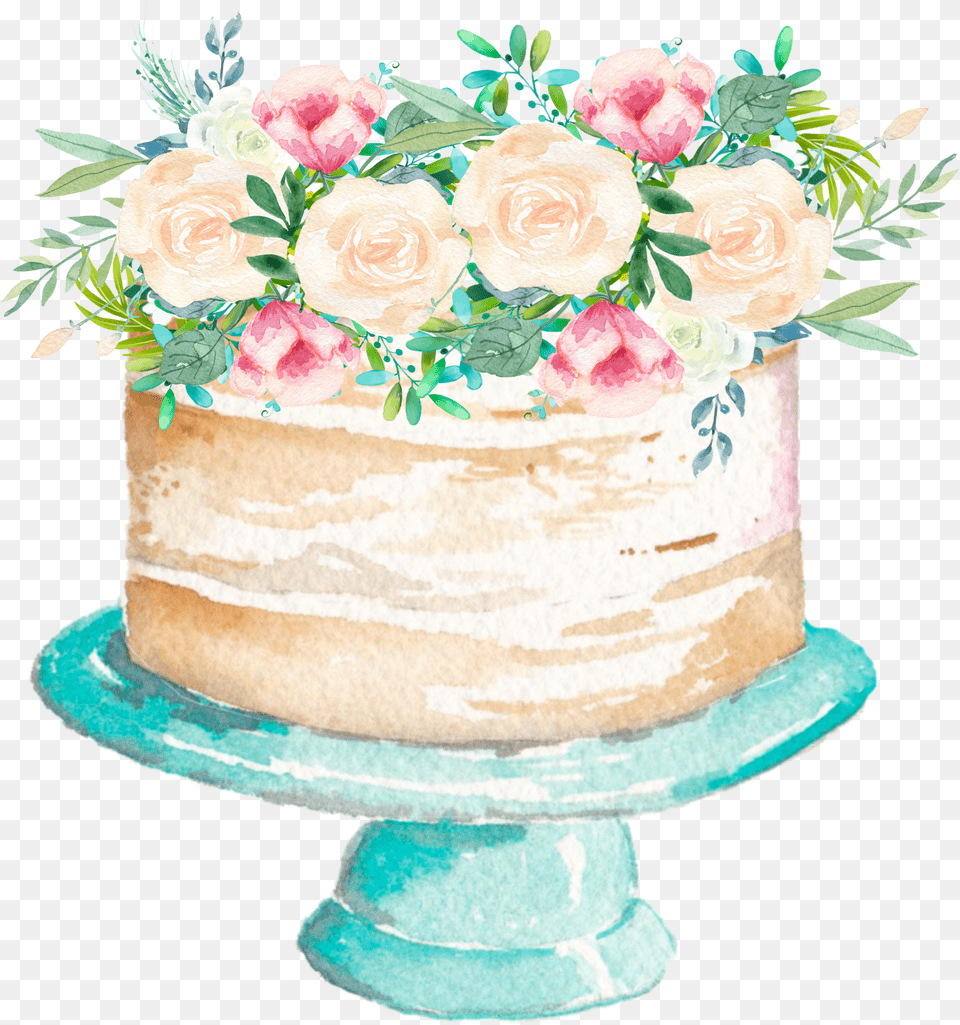 Watercolor Cake Flowers Sticker By Stephanie Water Color Cake Flower Free Transparent Png