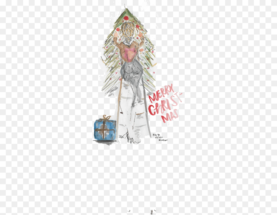 Watercolor Christmas Illustration Illustration, Adult, Bride, Female, Person Free Png Download