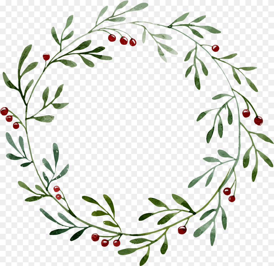 Watercolor Christmas Wreath, Pattern, Plant, Art, Graphics Png Image
