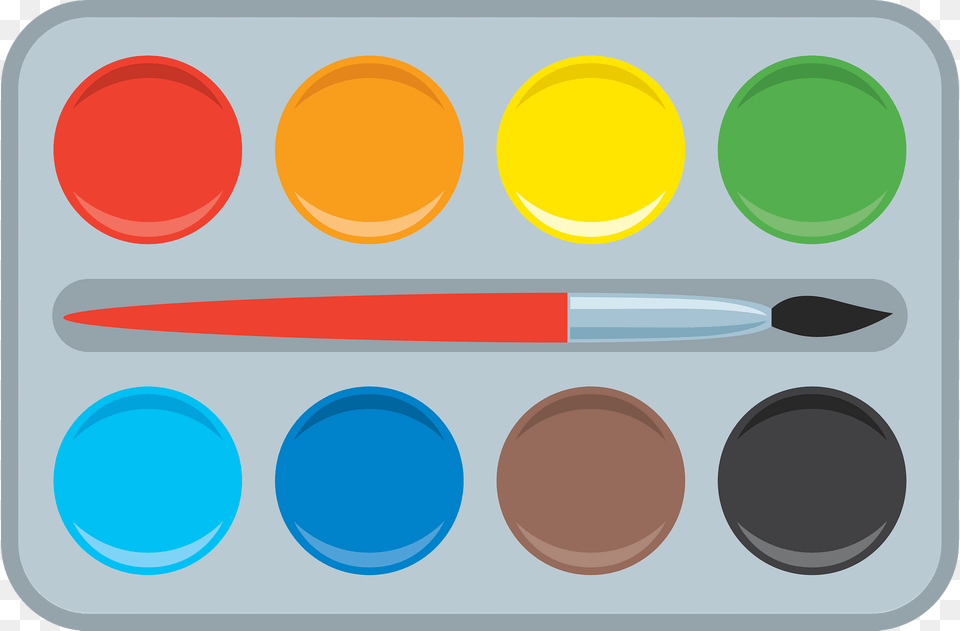 Watercolor Clipart, Paint Container, Palette, Brush, Device Png