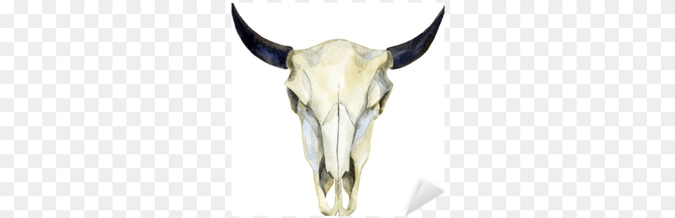 Watercolor Cow Skull Sticker Pixers We Live To Buffalo Skull With Flowers, Animal, Bull, Cattle, Livestock Png Image