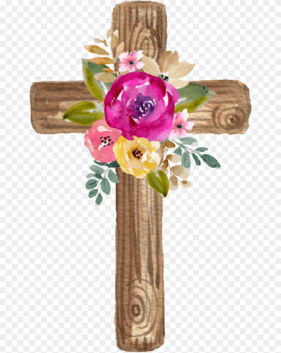 Watercolor Cross Wooden Flowers Floral Jesus Watercolor Cross With Flowers, Flower, Flower Arrangement, Flower Bouquet, Plant Png