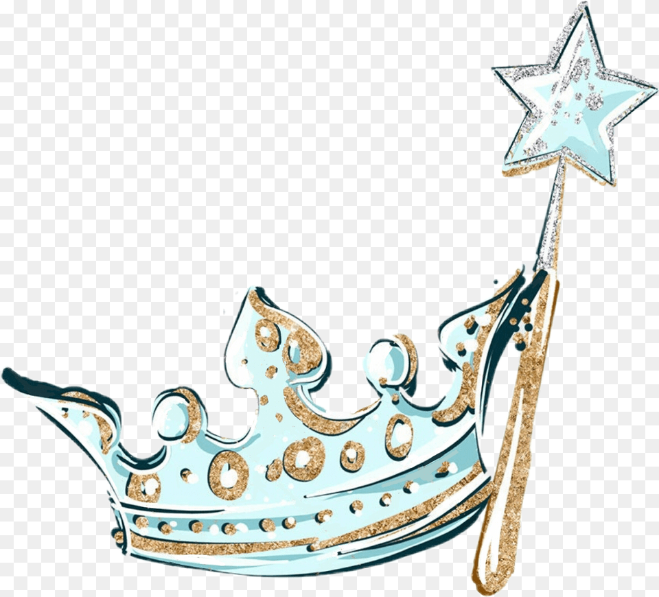 Watercolor Crown Wand Cinderella Princess Disney Cinderella Crown Sticker, Accessories, Jewelry Png
