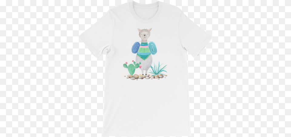 Watercolor Cute Llama Print T Shirt, Clothing, T-shirt, Animal Png