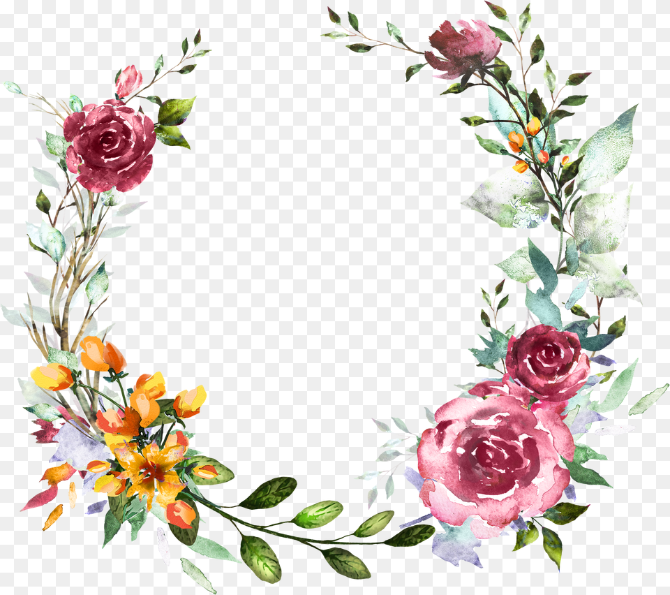 Watercolor Design Floral Watercolor Frame Wreath Flower Free Transparent Png