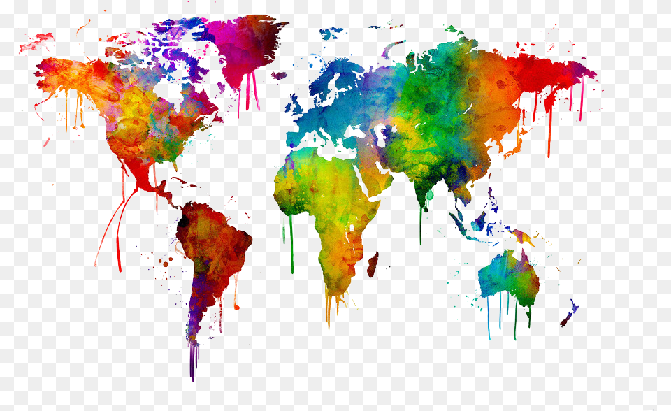 Watercolor Designs World Map, Art, Modern Art, Person, Graphics Free Transparent Png