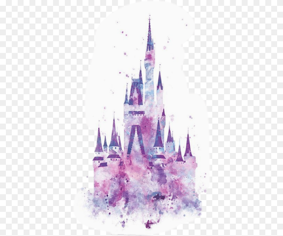 Watercolor Disney Castle Silhouette Silhouette Disney Castle Watercolor, Ice, Architecture, Building, Spire Free Png Download
