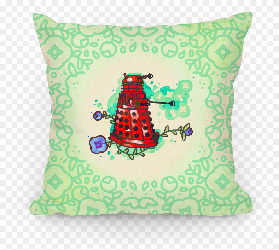 Watercolor Doctor Who Icon Dalek Pillow Throw Lookhuman Cushion, Home Decor, Birthday Cake, Cake, Cream Free Png