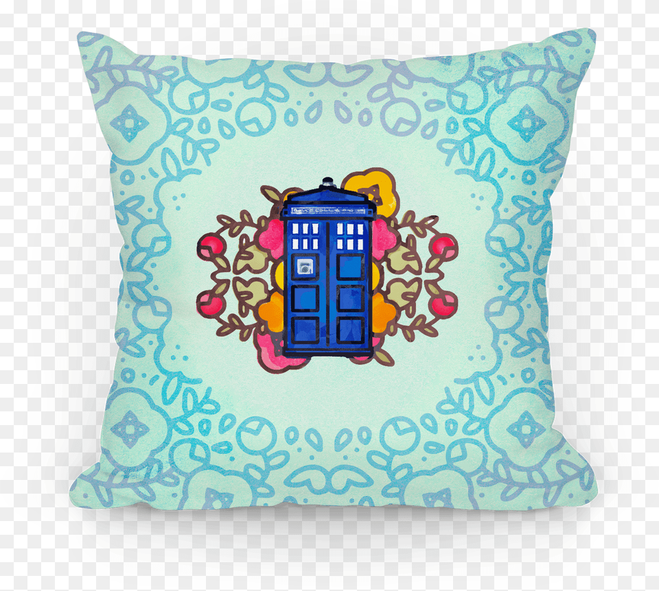 Watercolor Doctor Who Icon Tardis Pillow Pillows Lookhuman Balklgl, Cushion, Home Decor Free Transparent Png