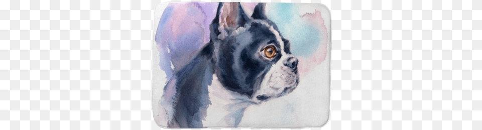 Watercolor Dog Boston Terrier Portrait Design House Canvas Hand Painted Frenchie 60cm X, Animal, Bulldog, Canine, Mammal Free Png Download