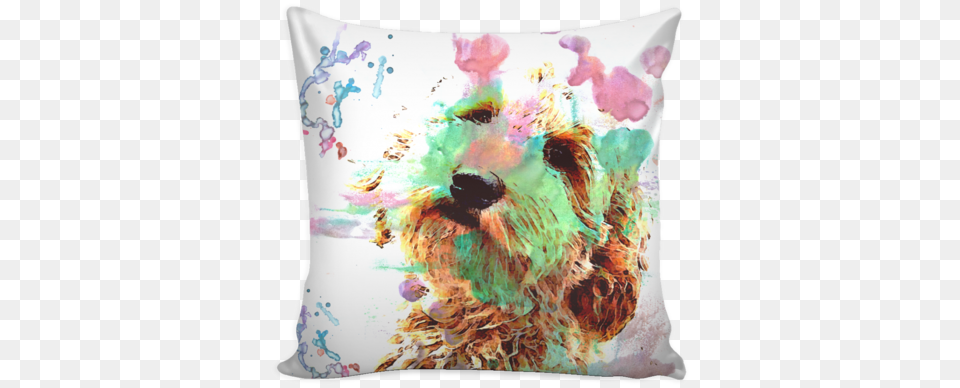 Watercolor Doodle Puppy Pillow With Insert Media Militia Sampler Image Pack, Cushion, Home Decor, Animal, Canine Free Png