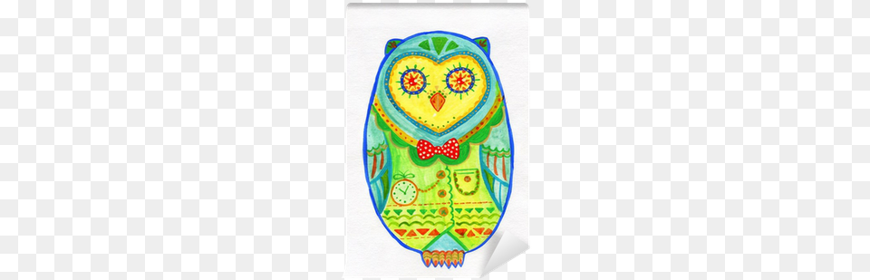 Watercolor Drawing Of Egg Shaped Owl Wall Mural Pixers Drawing, Applique, Food, Dessert, Cream Free Png