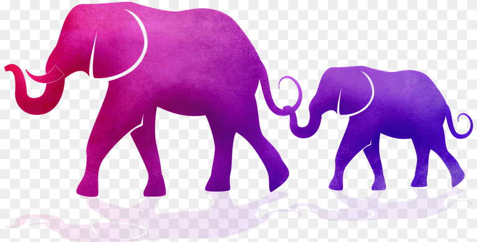Watercolor Elephant Baby Mama And Baby Elephant Silhouette, Animal, Mammal, Wildlife Free Transparent Png