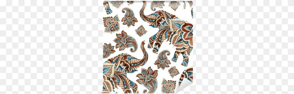 Watercolor Ethnic Elephant With Paisley Elements Background Paisley Painted Elephants, Pattern, Art, Floral Design, Graphics Free Png
