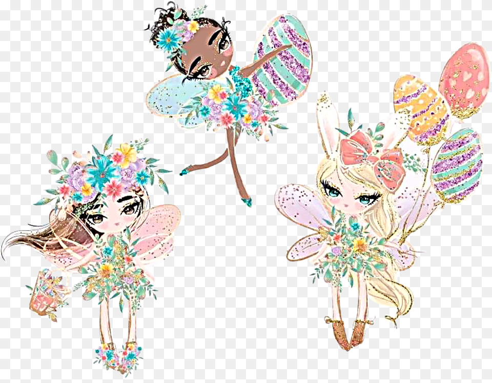 Watercolor Fairies Fairy Easter Eggs Basket Balloons Illustration, Woman, Adult, Wedding, Bride Free Png