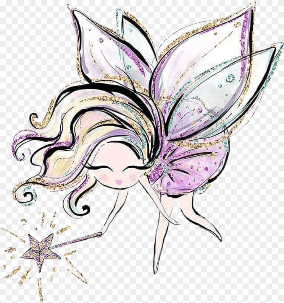 Watercolor Fairy Sugarfairy Ballet Wand Princess Illustration Fairy Watercolor, Art, Accessories, Person, Face Free Png