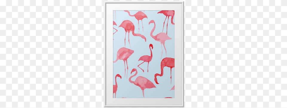 Watercolor Flamingo Pattern Framed Poster Watercolor Painting, Animal, Bird Free Png