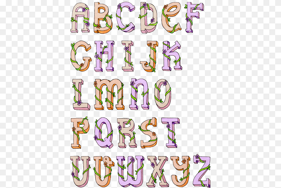 Watercolor Floral Alphabet, Text Free Png Download