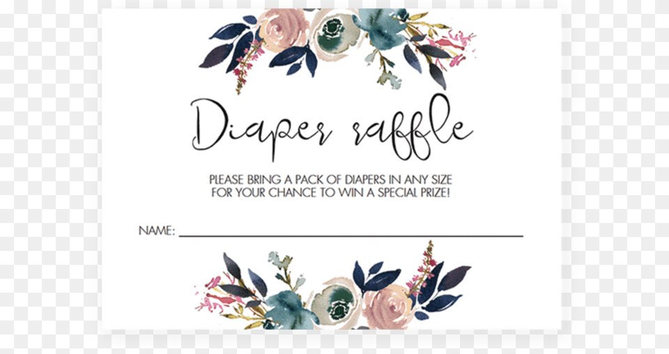 Watercolor Floral Baby Shower Diaper Raffle Tickets Party, Greeting Card, Envelope, Mail, Rose Free Png Download