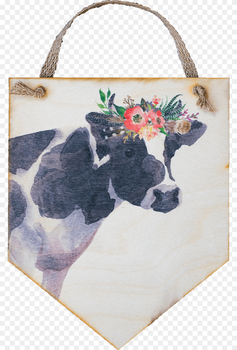 Watercolor Floral Cow Tote Bag, Accessories, Purse, Handbag, Pattern Png
