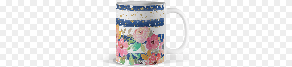 Watercolor Floral Stripes And Confetti Design Aquarell Blumenstreifen Und Confettientwurf Badematte, Cup, Art, Porcelain, Pottery Png
