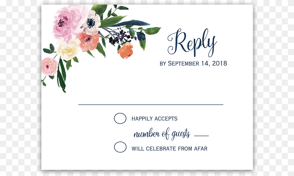 Watercolor Floral Wedding Rsvp Response Cards Garden Roses, Flower, Plant, Rose, Text Png