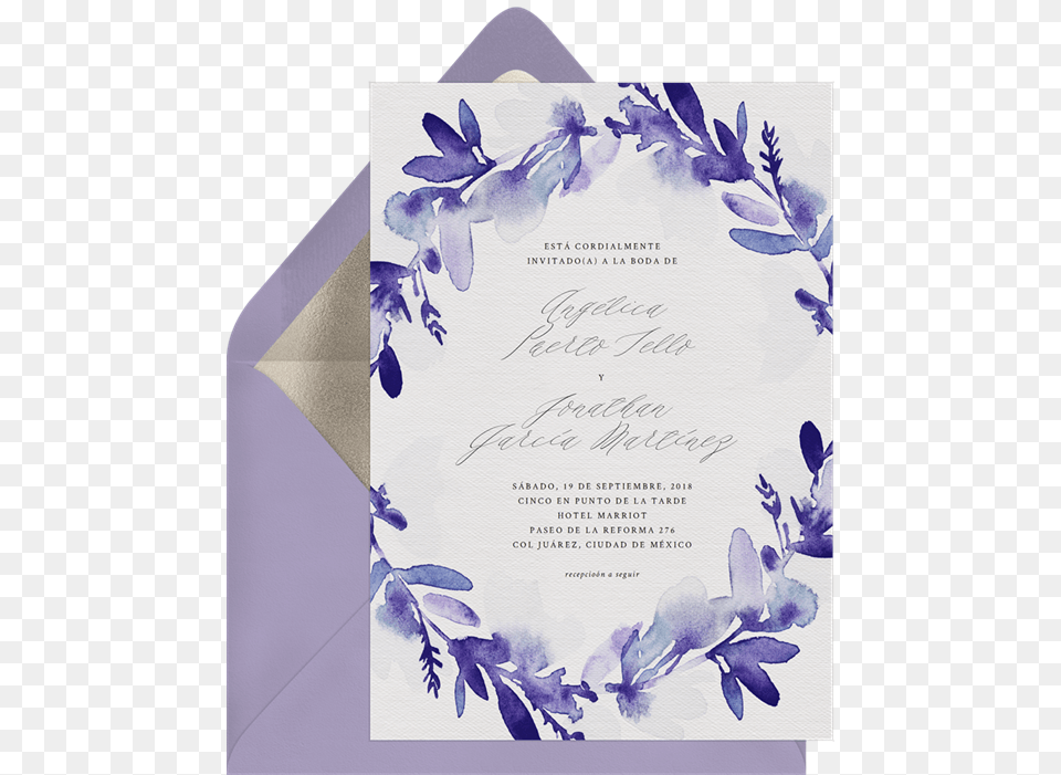 Watercolor Floral Wreath By A Fresh Bunch Greenvelope Wedding Invitation, Envelope, Mail, Greeting Card, Animal Free Transparent Png