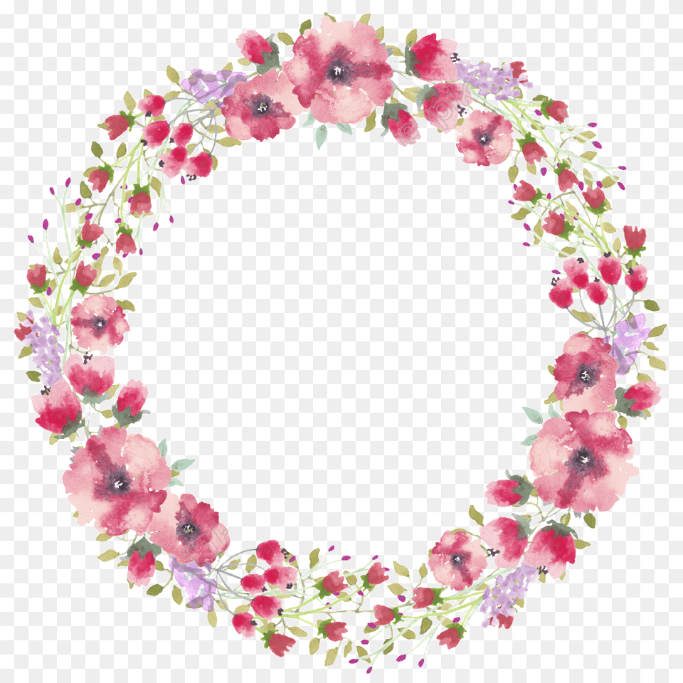 Watercolor Flower Border Free Flower Circle Border, Art, Floral Design, Graphics, Pattern Png