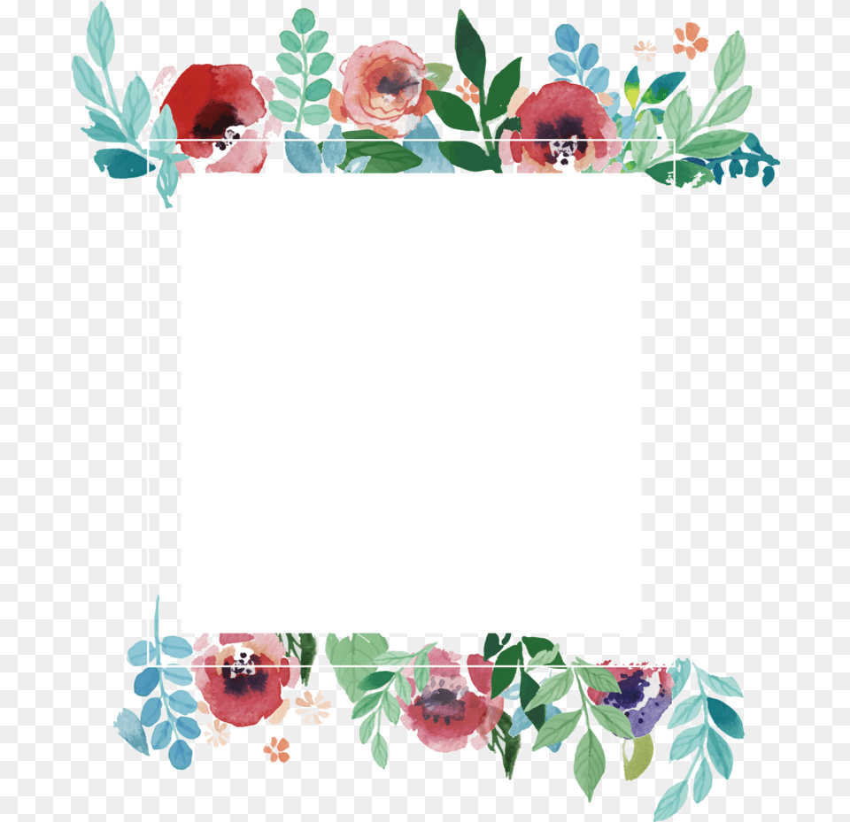Watercolor Flower Frame, Plant, Rose, Art, Floral Design Free Png Download