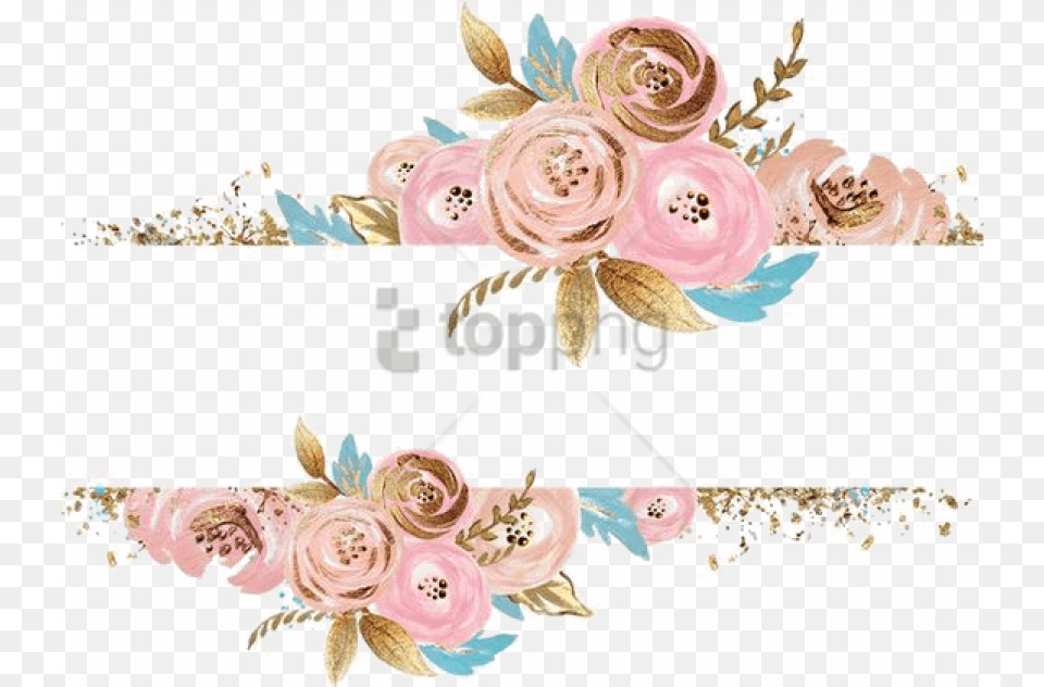 Watercolor Flower Gold Image With Rose Gold Flower, Art, Floral Design, Graphics, Pattern Free Png